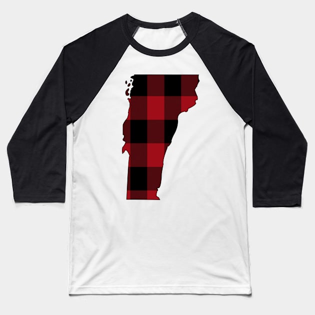 Vermont in Red Plaid Baseball T-Shirt by somekindofguru